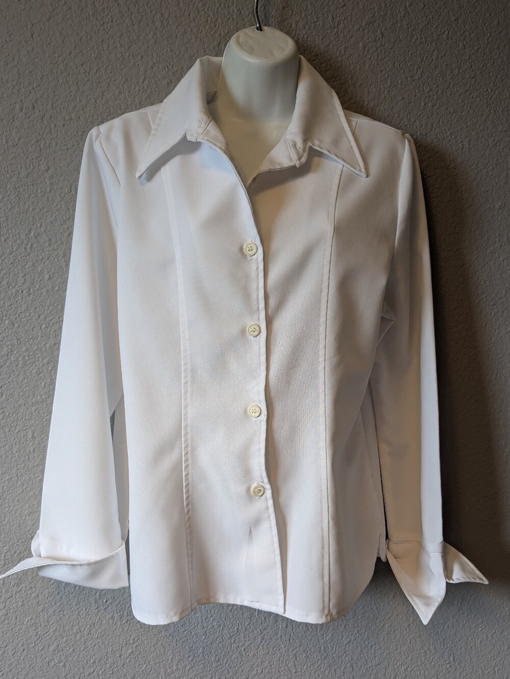 Vintage Gemini USA Women's White Button-Front Blouse - Classic Collared Top XL